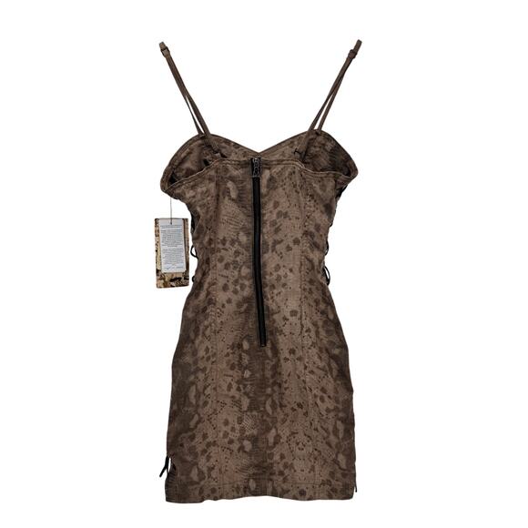 GUESS Bodycon Dress Womens XS Brown Rio Snake Print 40th Anniversary Edition NEW - Picture 3 of 12